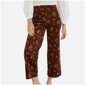 Madewell Emmett wide leg corduroy pants in mumbai brown floral print